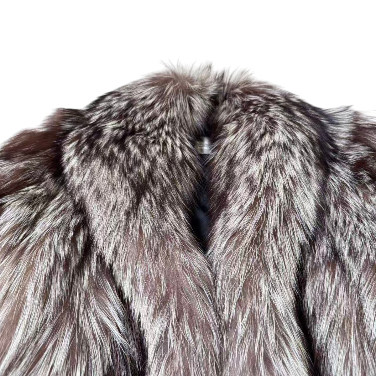 SAGA FOX SILVER FOX REAL FUR COAT JACKET VOLUMINOUS SIZE L FROM JAPAN