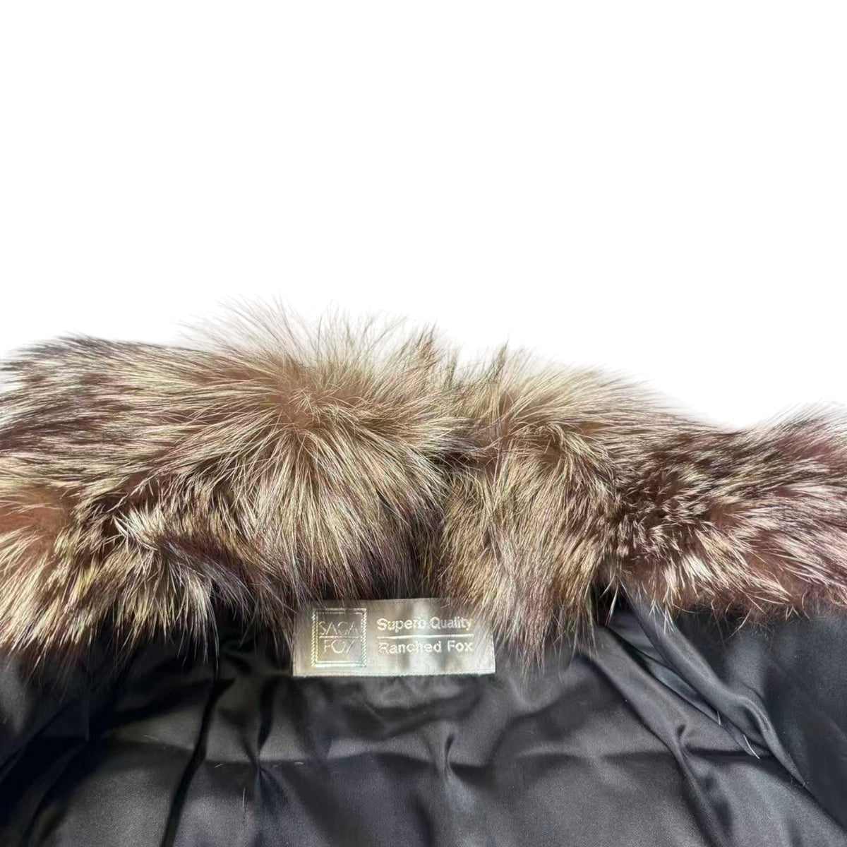 SAGA FOX SILVER FOX REAL FUR COAT JACKET VOLUMINOUS SIZE L FROM JAPAN