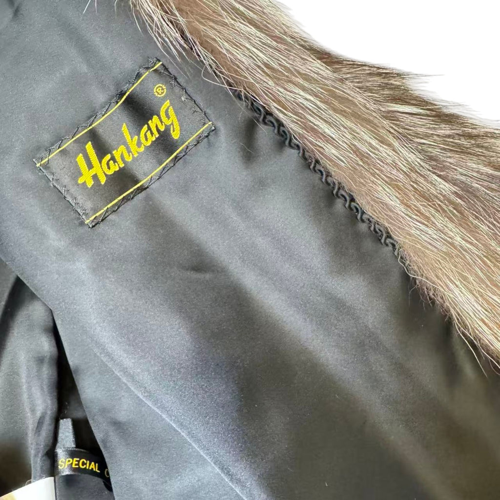 SAGA FOX SILVER FOX REAL FUR COAT JACKET VOLUMINOUS SIZE L FROM JAPAN
