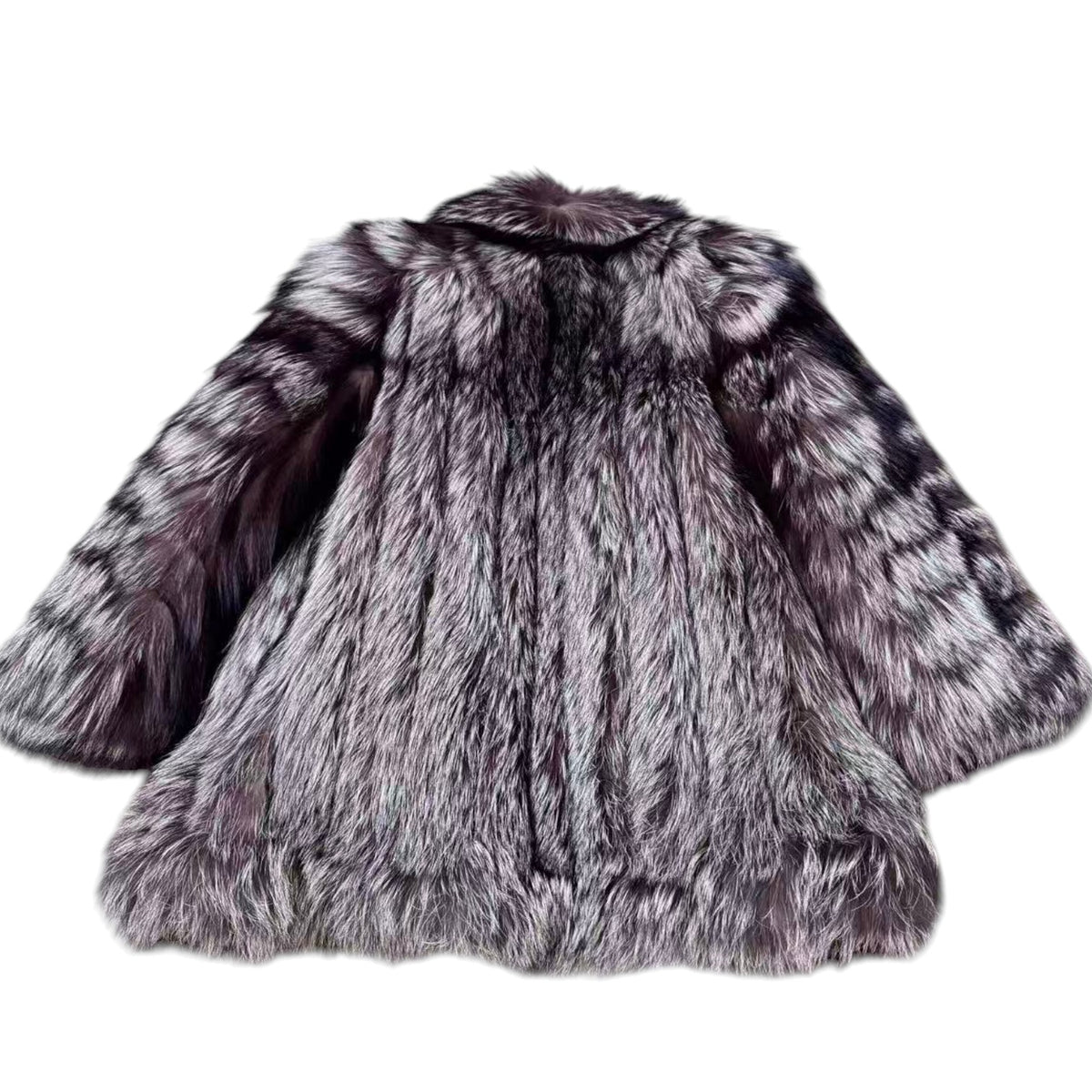 SAGA FOX SILVER FOX REAL FUR COAT JACKET VOLUMINOUS SIZE L FROM JAPAN