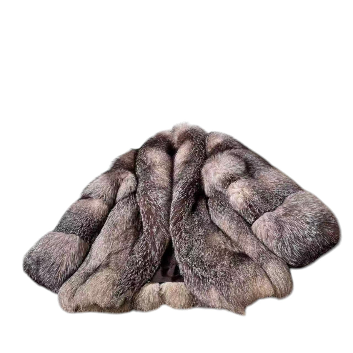 SILVER FOX REAL FUR COAT JACKET RARE DESIGN WARM SIZE M FROM JAPAN