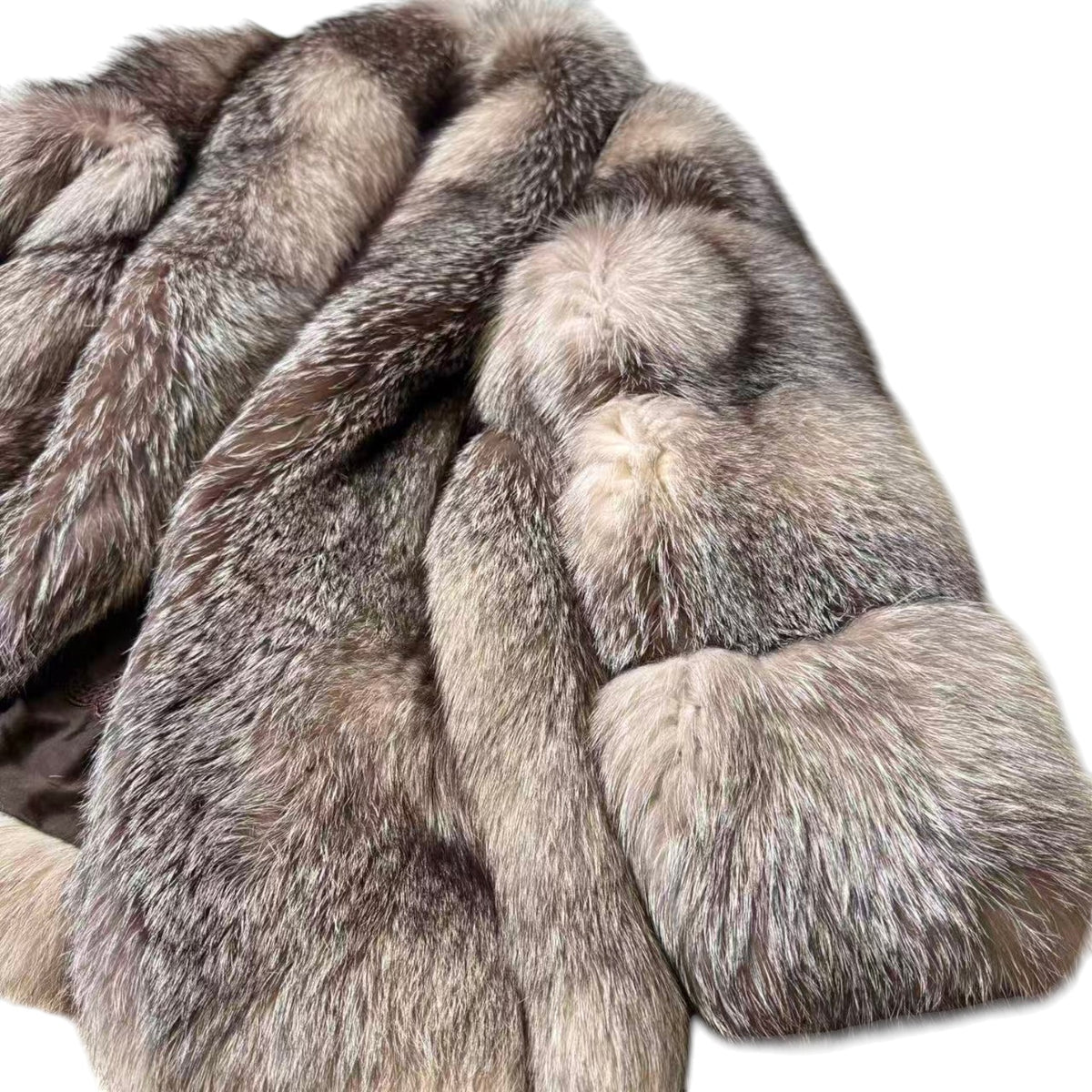 SILVER FOX REAL FUR COAT JACKET RARE DESIGN WARM SIZE M FROM JAPAN