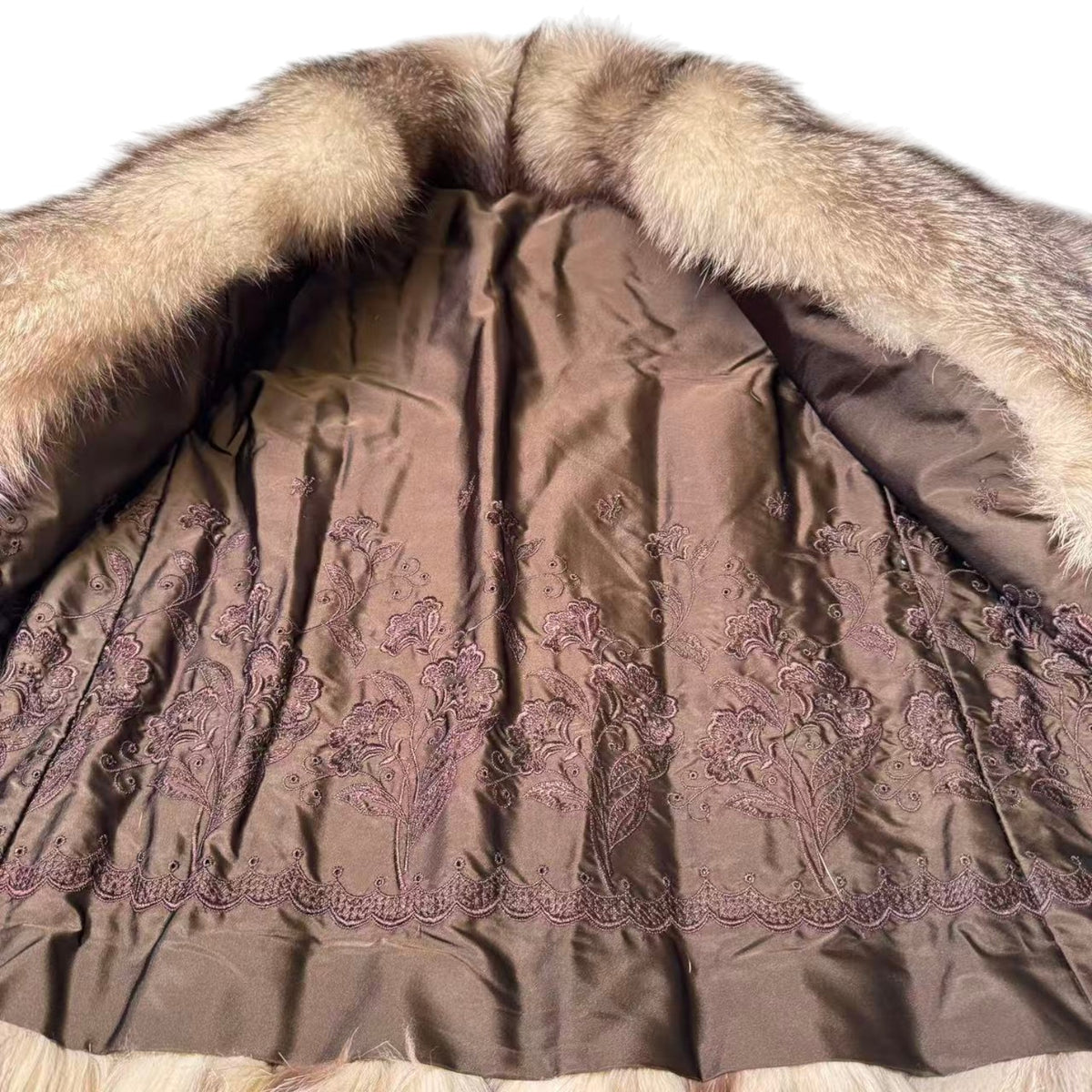 SILVER FOX REAL FUR COAT JACKET RARE DESIGN WARM SIZE M FROM JAPAN