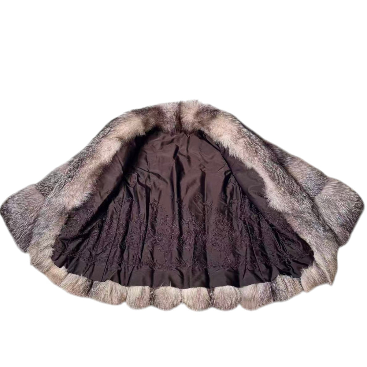 SILVER FOX REAL FUR COAT JACKET RARE DESIGN WARM SIZE M FROM JAPAN