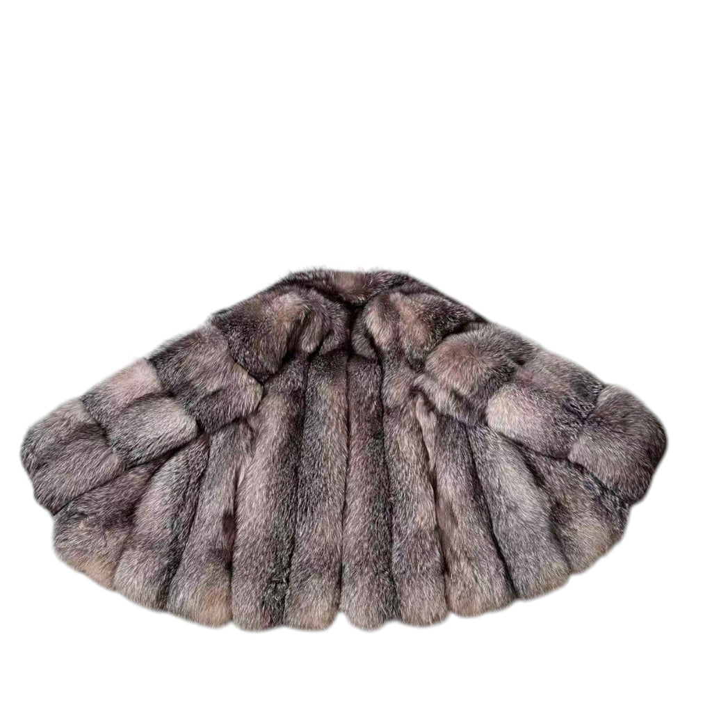 SILVER FOX REAL FUR COAT JACKET RARE DESIGN WARM SIZE M FROM JAPAN