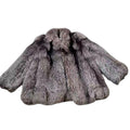 SILVER FOX REAL FUR COAT JACKET VOLUMINOUS THICK WARM SIZE L FROM JAPAN