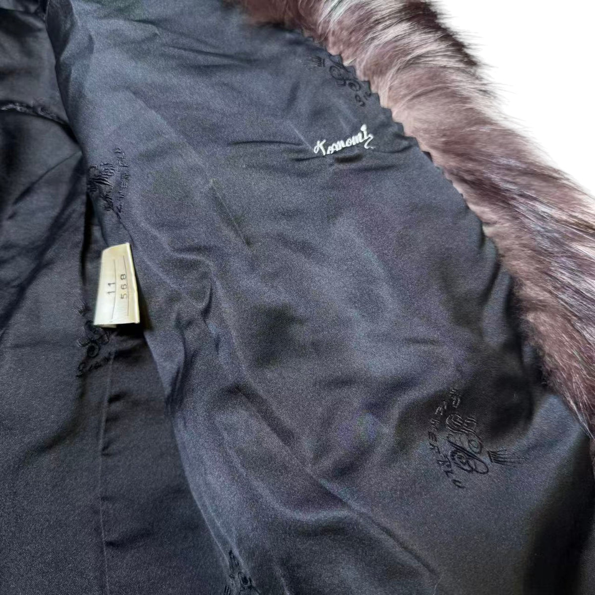 SILVER FOX REAL FUR COAT JACKET VOLUMINOUS THICK WARM SIZE L FROM JAPAN
