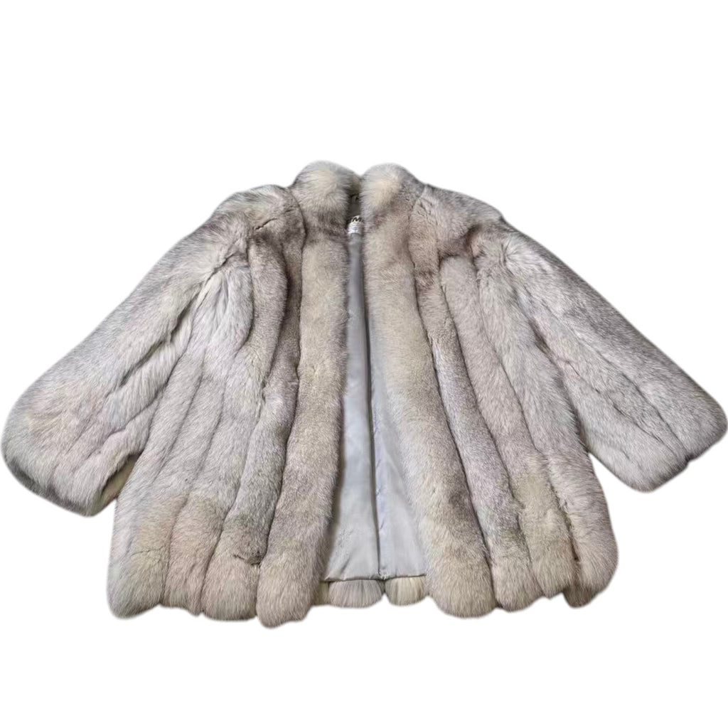 EMBA FOX REAL FUR COAT JACKET ELEGANT WARM SIZE M FINLAND