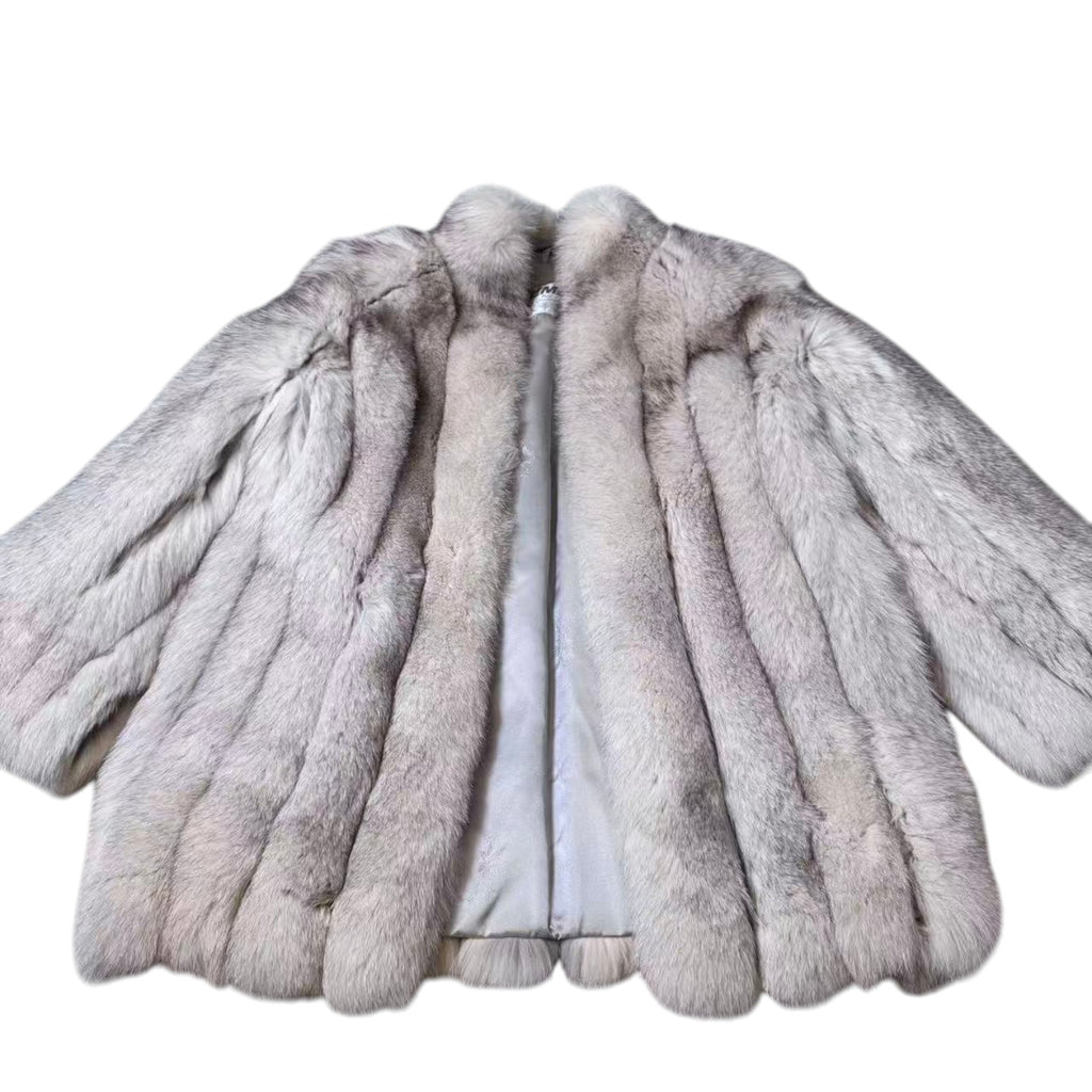 EMBA FOX REAL FUR COAT JACKET ELEGANT WARM SIZE M FINLAND