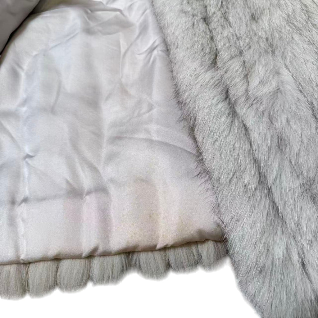 MITSUKOSHI SAGA FOX REAL FUR COAT JACKET SHORT WARM SIZE M FROM JAPAN