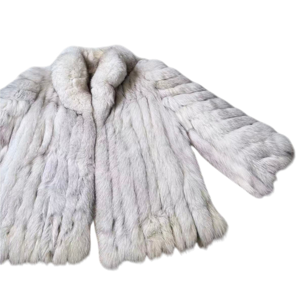 MITSUKOSHI SAGA FOX REAL FUR COAT JACKET SHORT WARM SIZE M FROM JAPAN