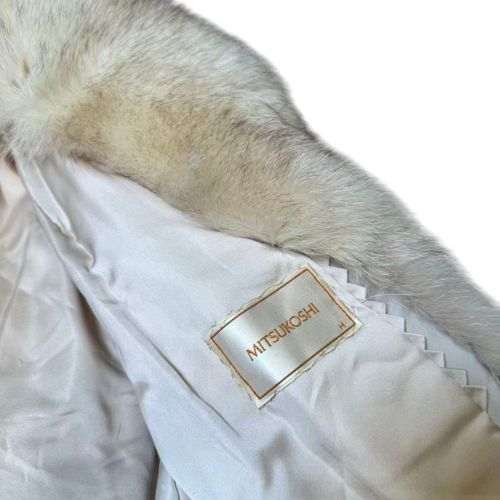 MITSUKOSHI SAGA FOX REAL FUR COAT JACKET SHORT WARM SIZE M FROM JAPAN