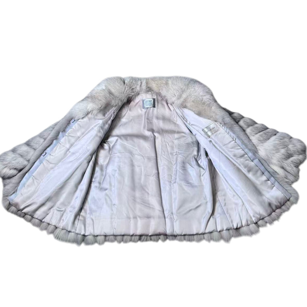 MITSUKOSHI SAGA FOX REAL FUR COAT JACKET SHORT WARM SIZE M FROM JAPAN
