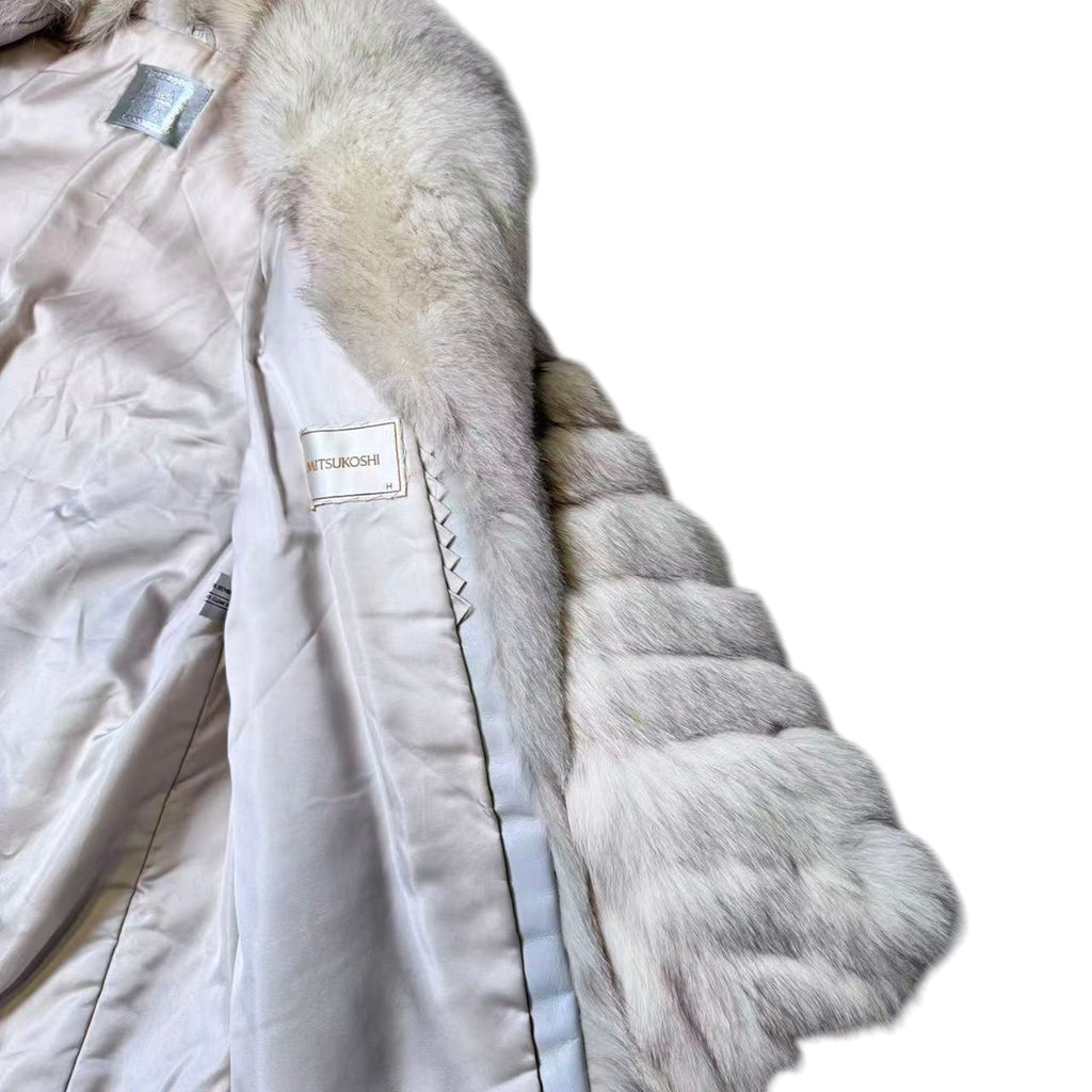 MITSUKOSHI SAGA FOX REAL FUR COAT JACKET SHORT WARM SIZE M FROM JAPAN