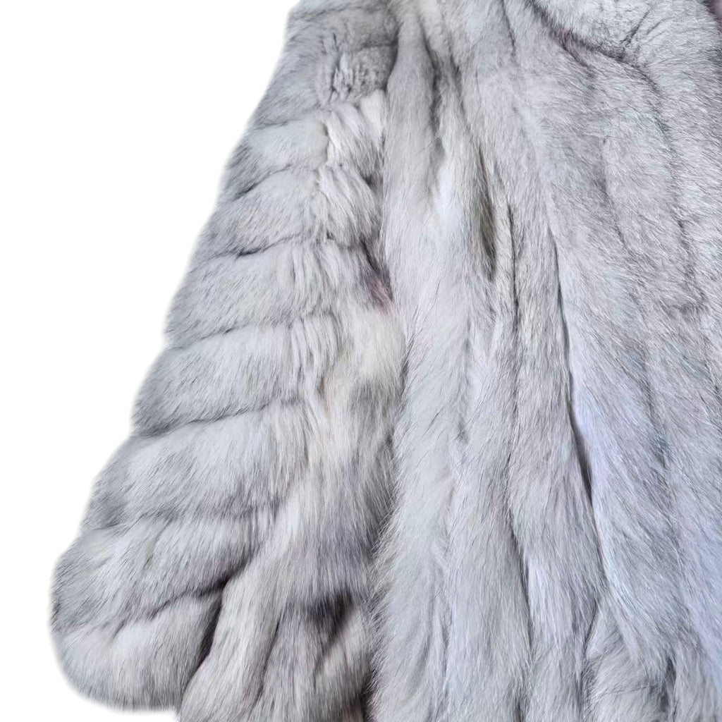 MITSUKOSHI SAGA FOX REAL FUR COAT JACKET SHORT WARM SIZE M FROM JAPAN