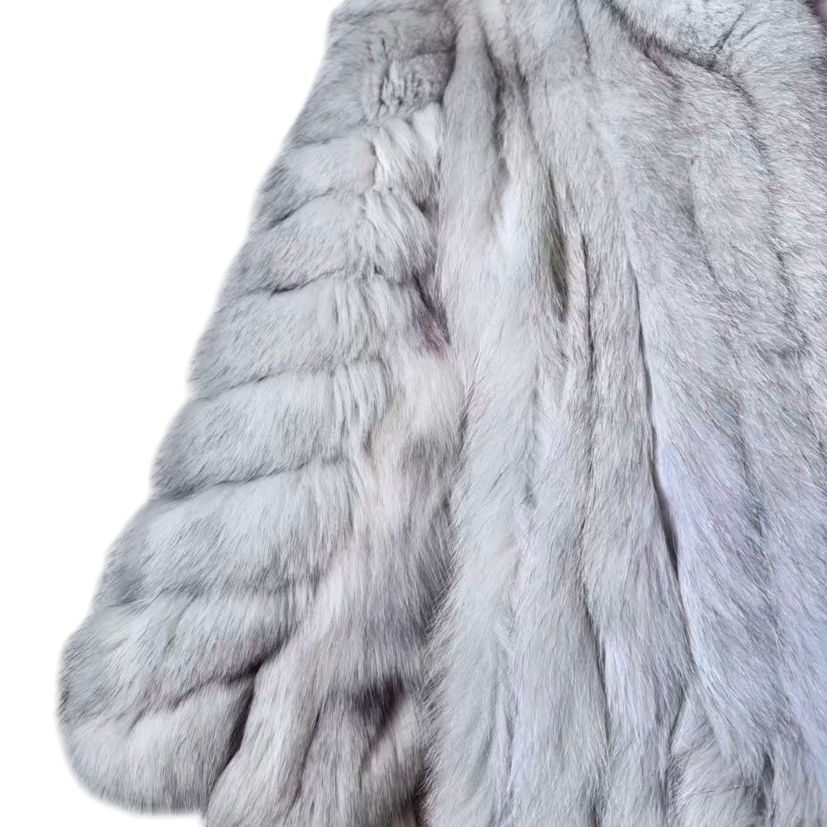 MITSUKOSHI SAGA FOX REAL FUR COAT JACKET SHORT WARM SIZE M FROM JAPAN