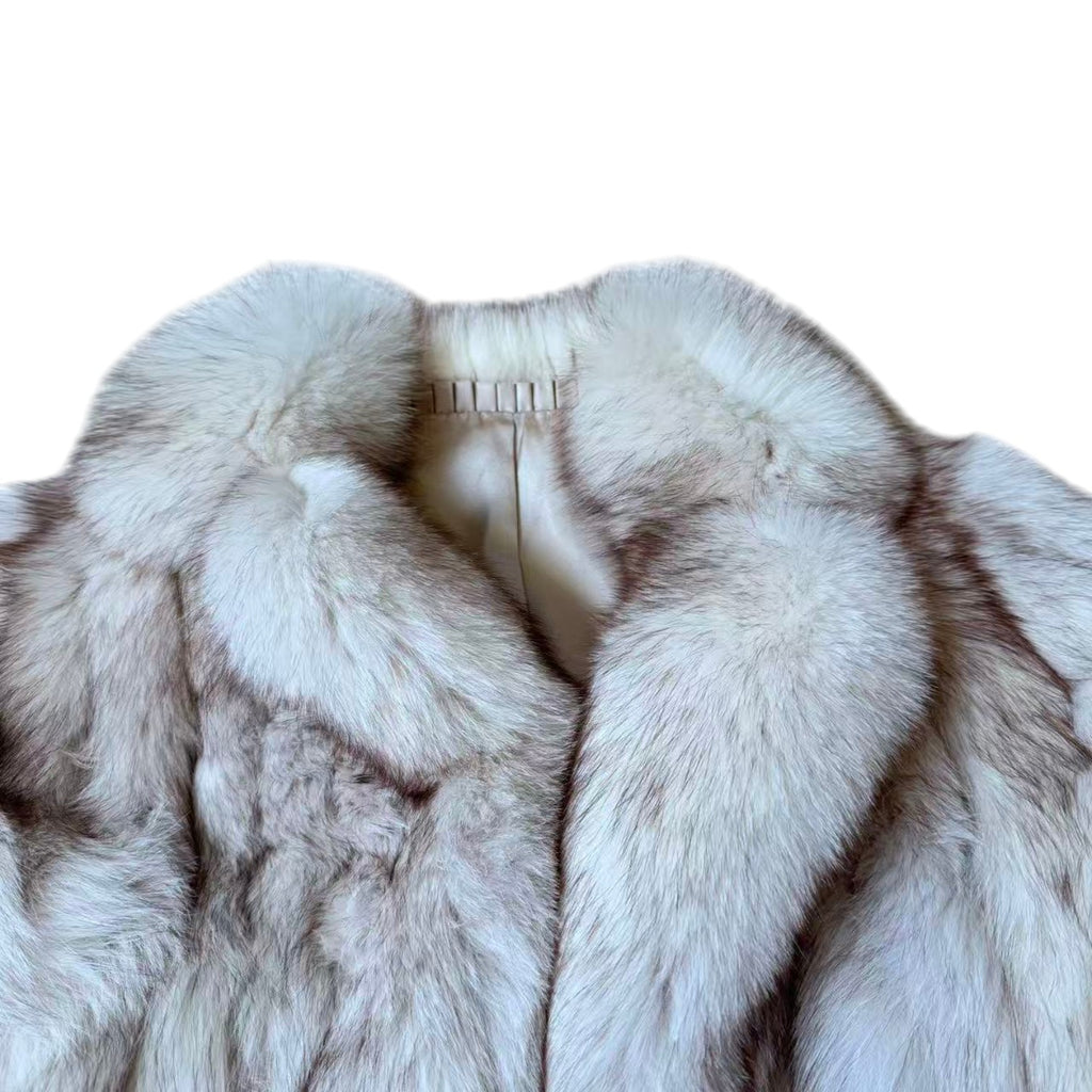 FOX REAL FUR COAT JACKET ELEGANT WARM SIZE M FROM JAPAN