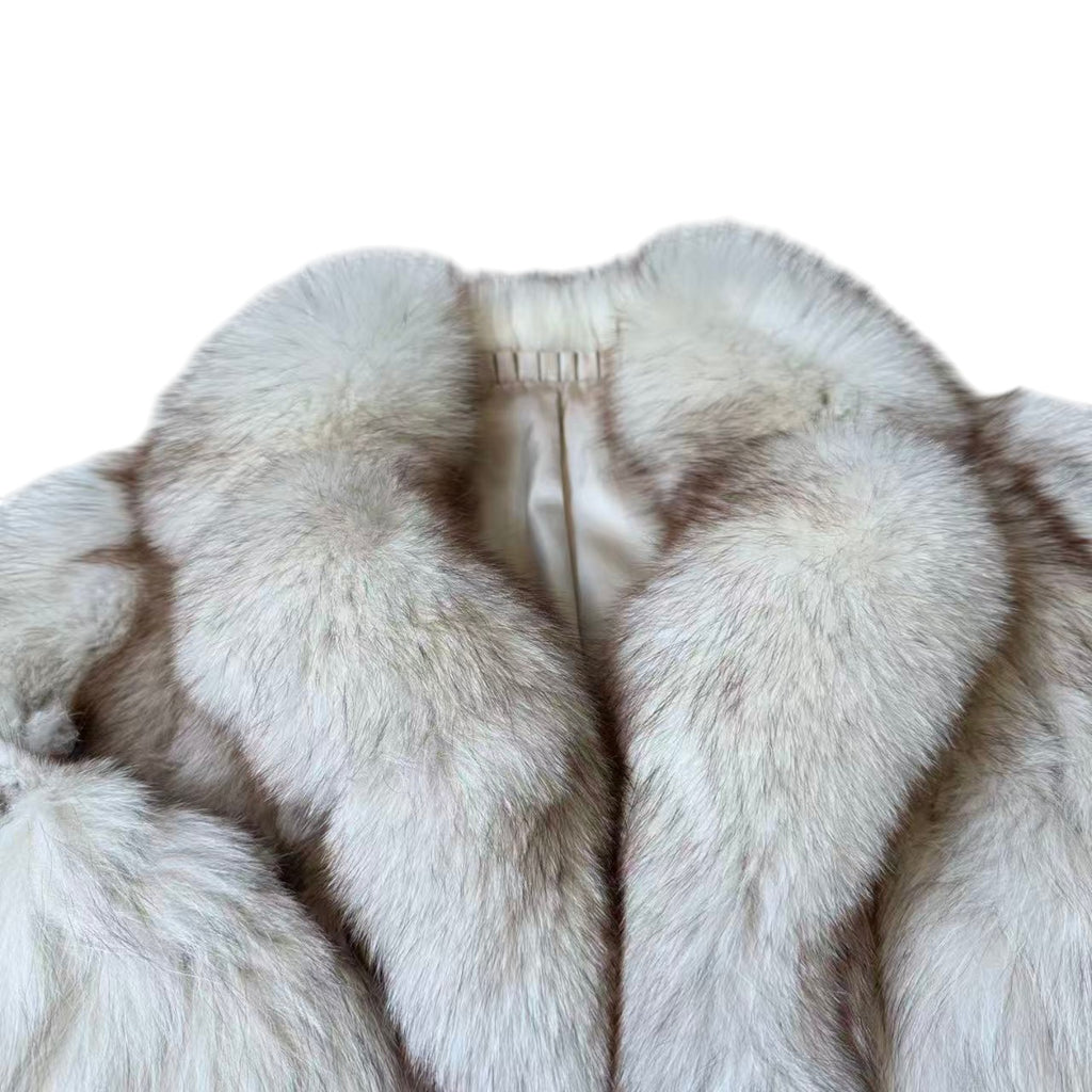 FOX REAL FUR COAT JACKET ELEGANT WARM SIZE M FROM JAPAN
