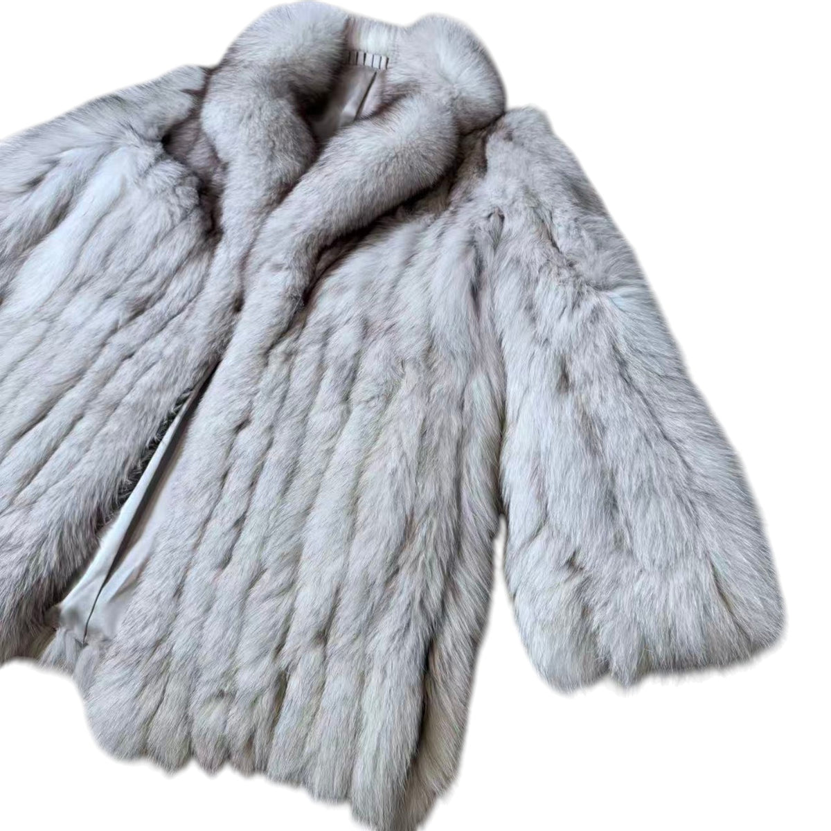 FOX REAL FUR COAT JACKET ELEGANT WARM SIZE M FROM JAPAN