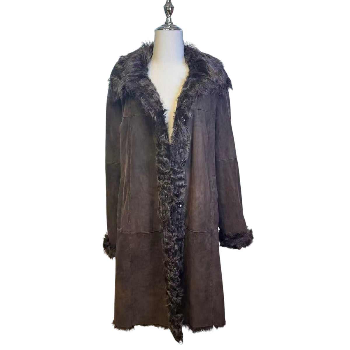 FLAWLESS TRUMP real shearling mouton coat, brown