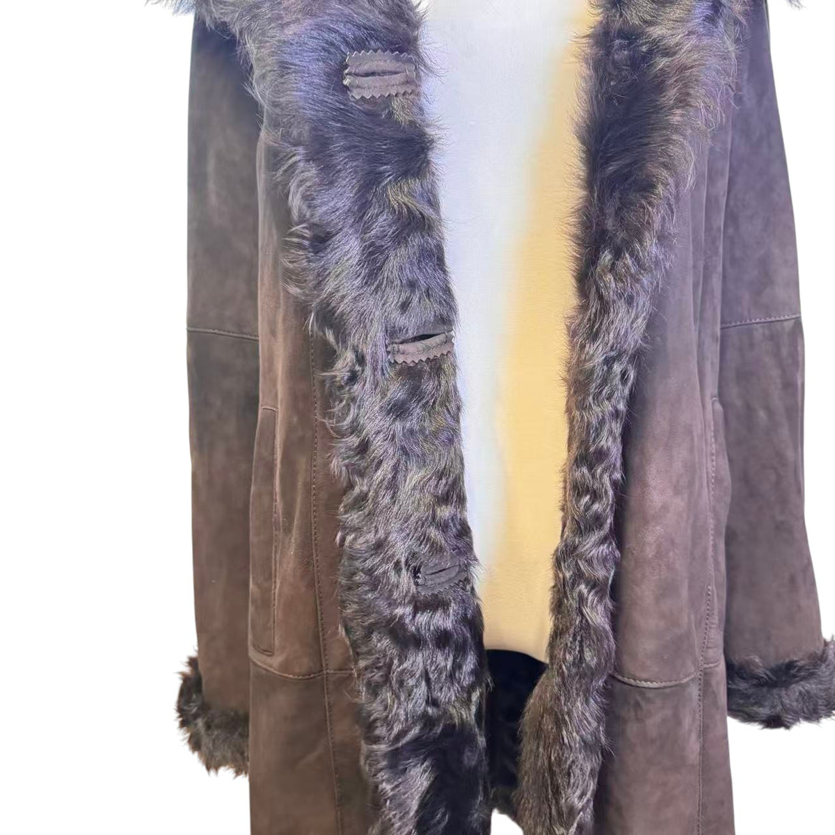 FLAWLESS TRUMP real shearling mouton coat, brown