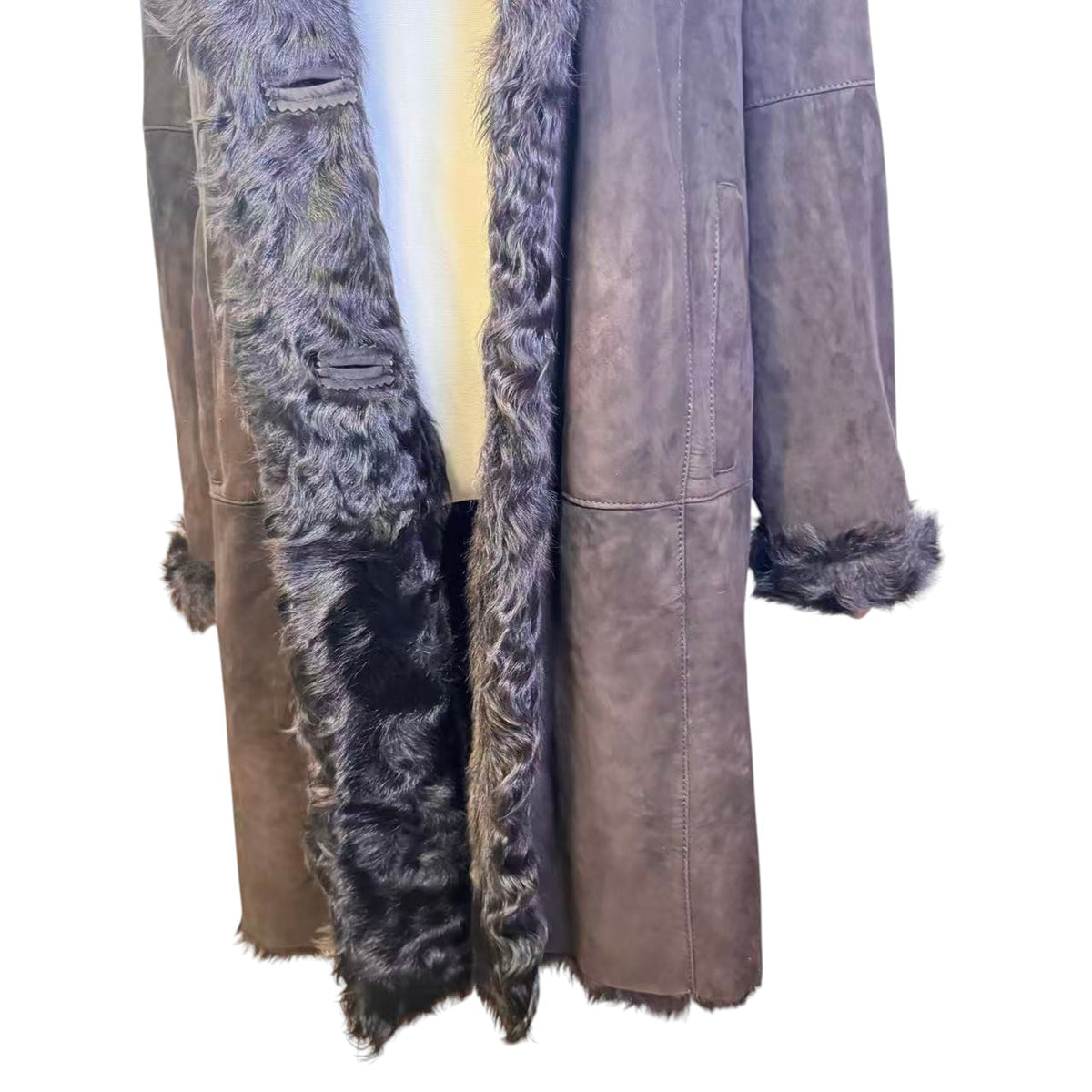 FLAWLESS TRUMP real shearling mouton coat, brown