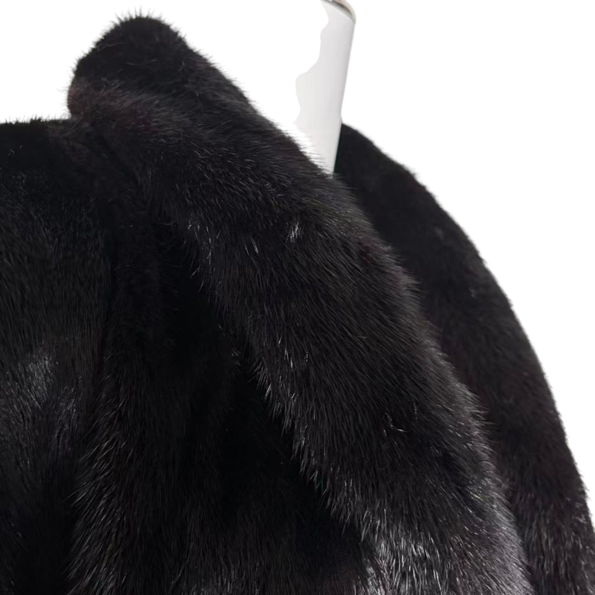 BELLE VISION SAGA MINK REAL FUR COAT LONG JACKET BLACK SIZE XL