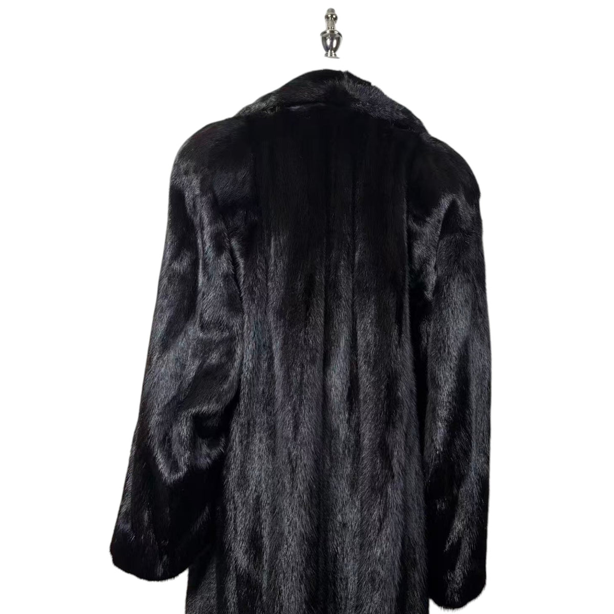 LUXURY REAL MINK FUR COAT LONG JACKET BLACK SIZE XL WARM FROM JAPAN