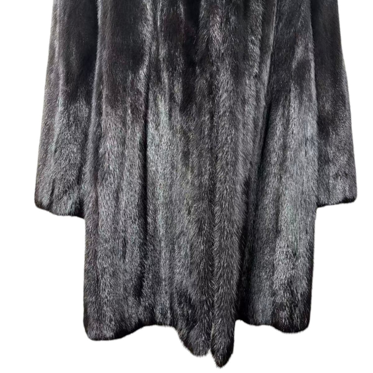 LUXURY REAL MINK FUR COAT LONG JACKET BLACK SIZE XL WARM FROM JAPAN