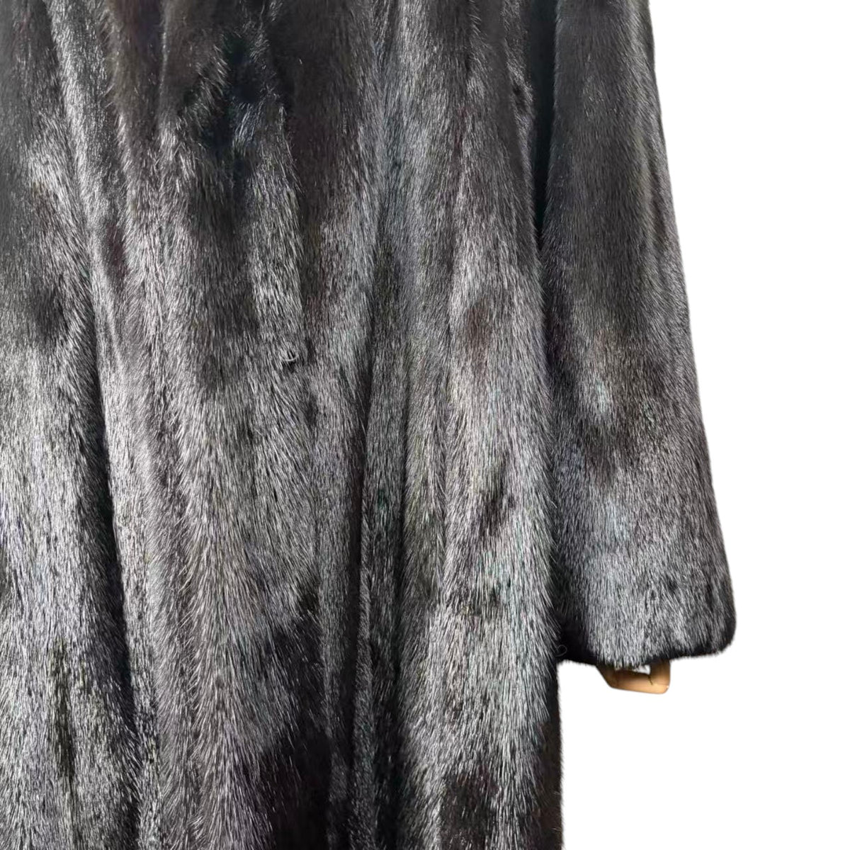 LUXURY REAL MINK FUR COAT LONG JACKET BLACK SIZE XL WARM FROM JAPAN