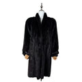 SAGA MINK REAL FUR COAT LONG JACKET BLACK SIZE M EMBROIDERED LINING JAPAN