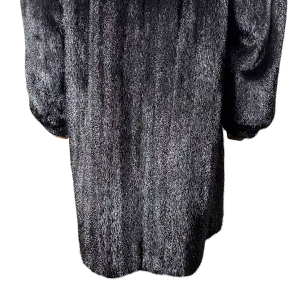 SAGA MINK REAL FUR COAT LONG JACKET BLACK SIZE M EMBROIDERED LINING JAPAN