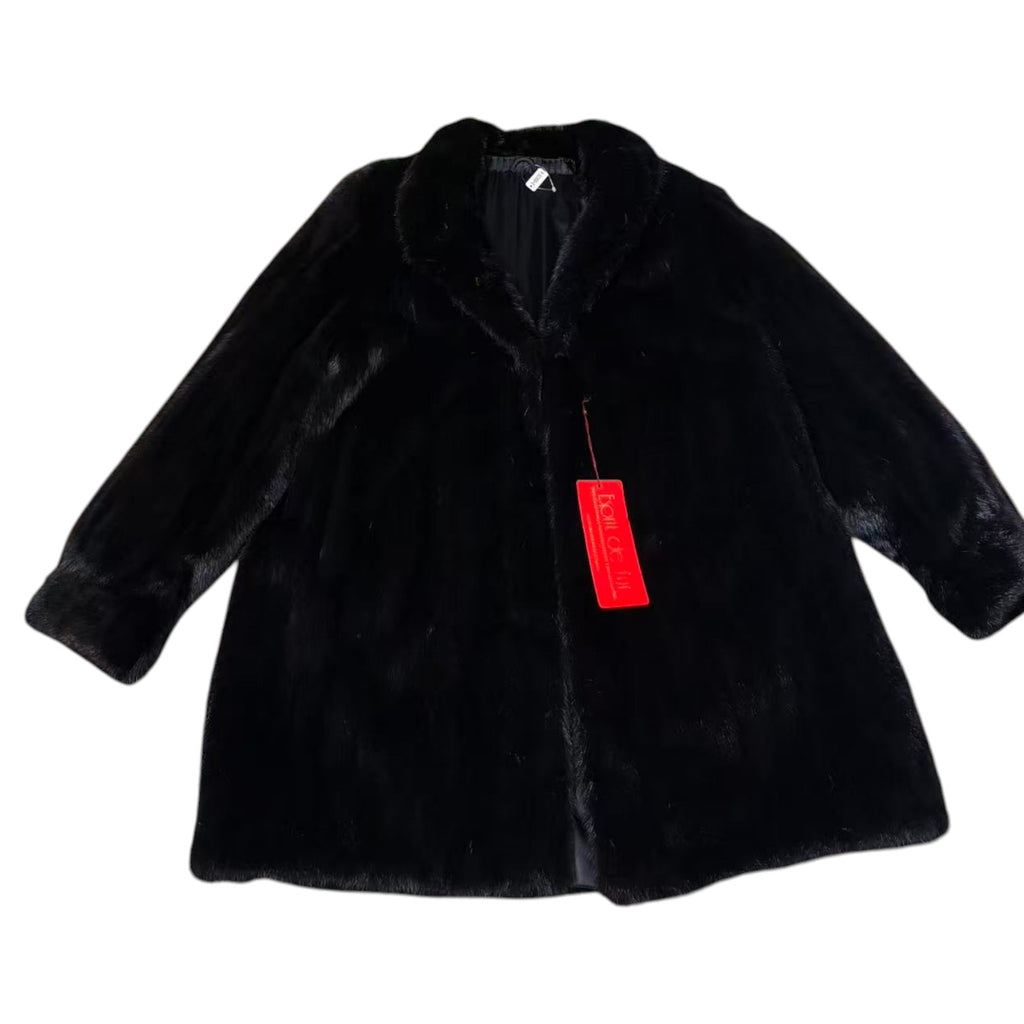 SAGA MINK ROYAL REAL FUR COAT JACKET LONG BLACK WITH TAGS FROM JAPAN