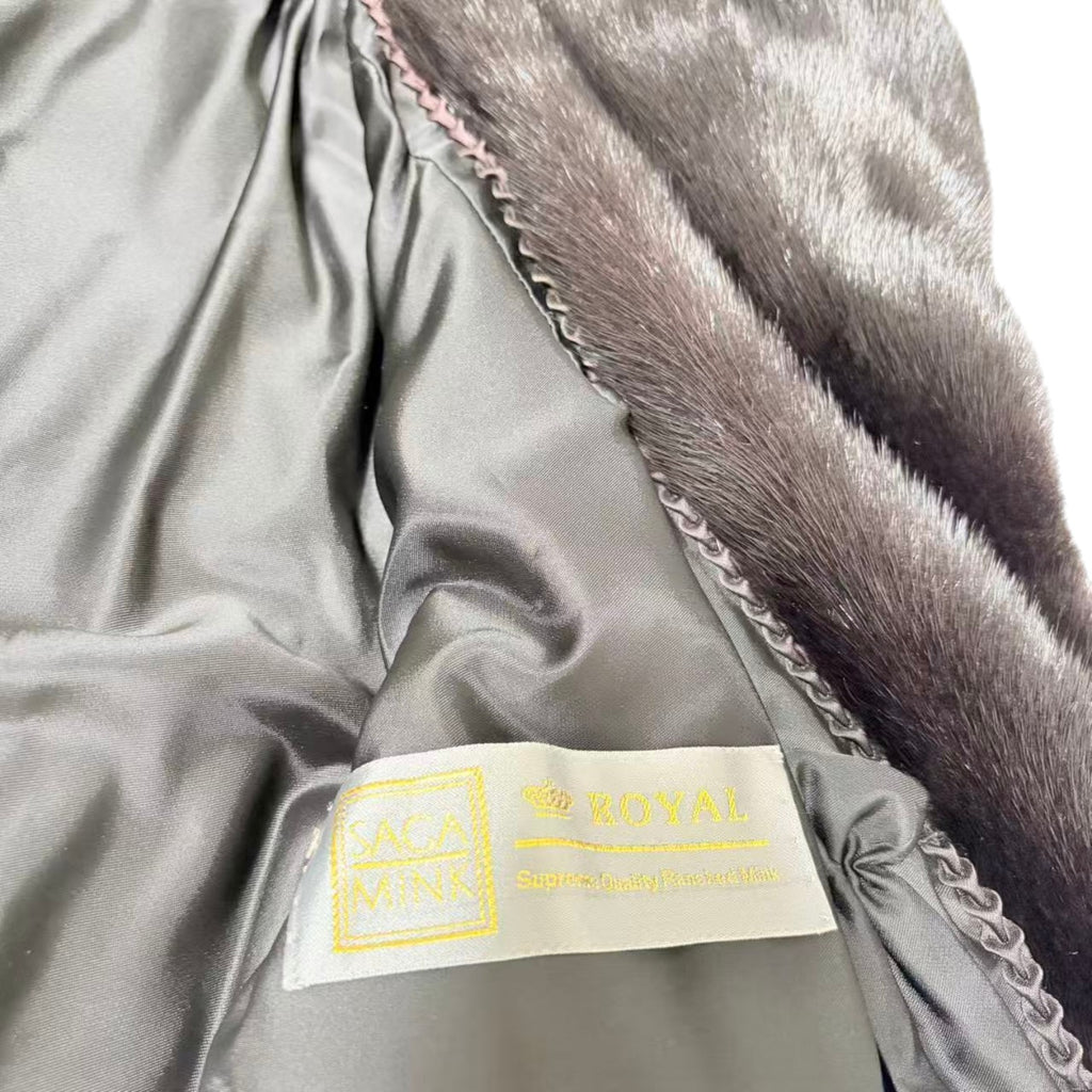 SAGA MINK ROYAL REAL FUR COAT JACKET LONG BLACK WITH TAGS FROM JAPAN