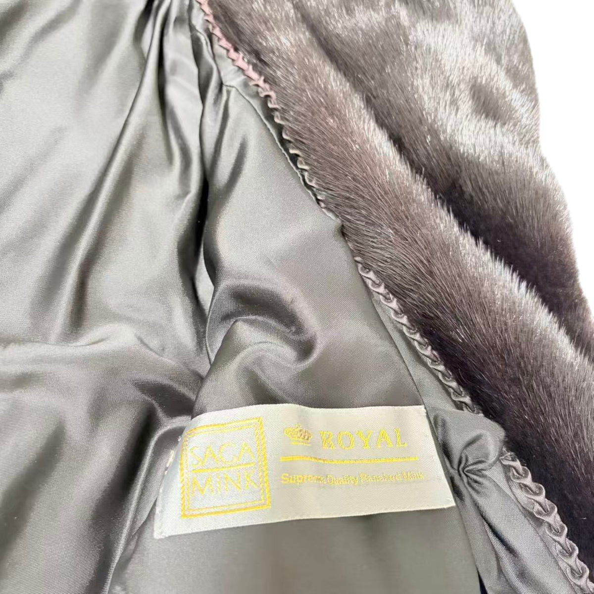 SAGA MINK ROYAL REAL FUR COAT JACKET LONG BLACK WITH TAGS FROM JAPAN