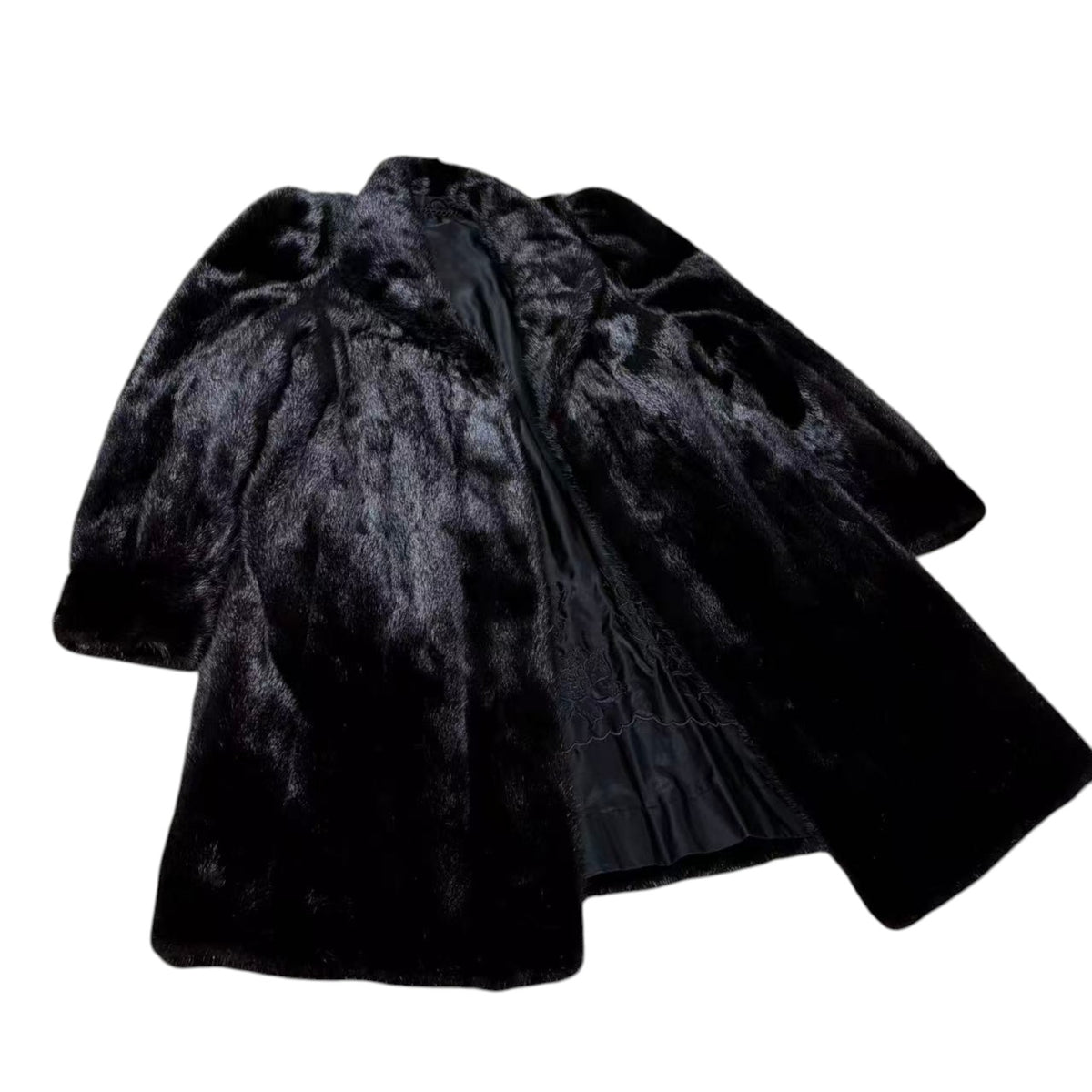 SAGA MINK ROYAL REAL FUR COAT JACKET LONG BLACK WITH TAGS FROM JAPAN