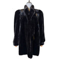 SAGA MINK REAL FUR COAT JACKET MID-LENGTH BLACK SIZE XL FROM JAPAN