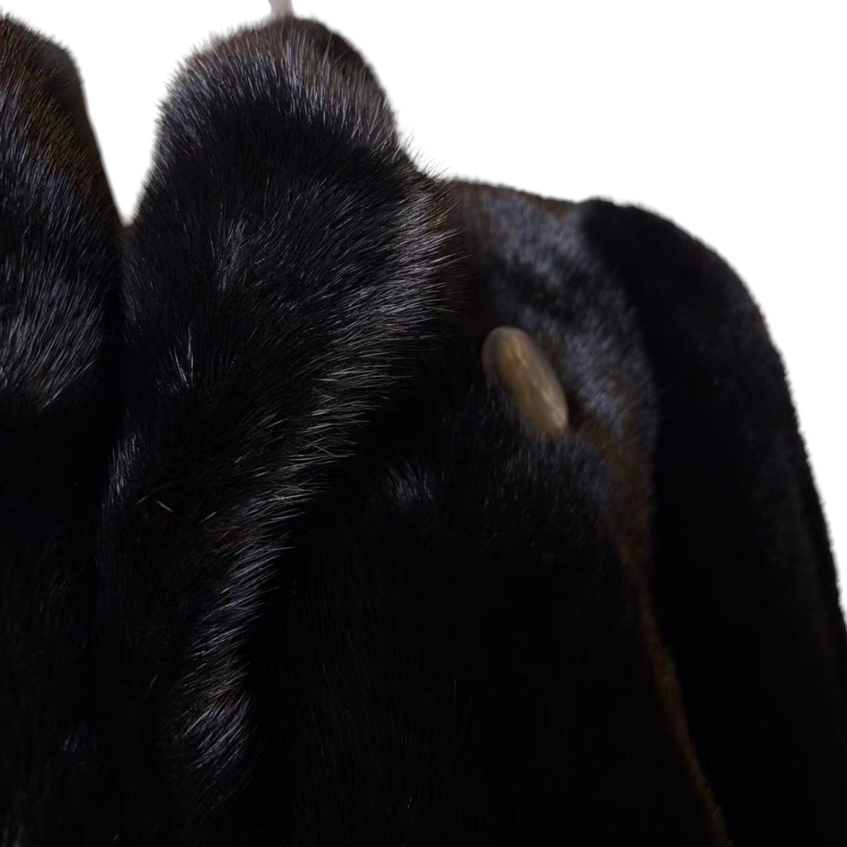 SAGA MINK REAL FUR COAT JACKET MID-LENGTH BLACK SIZE XL FROM JAPAN