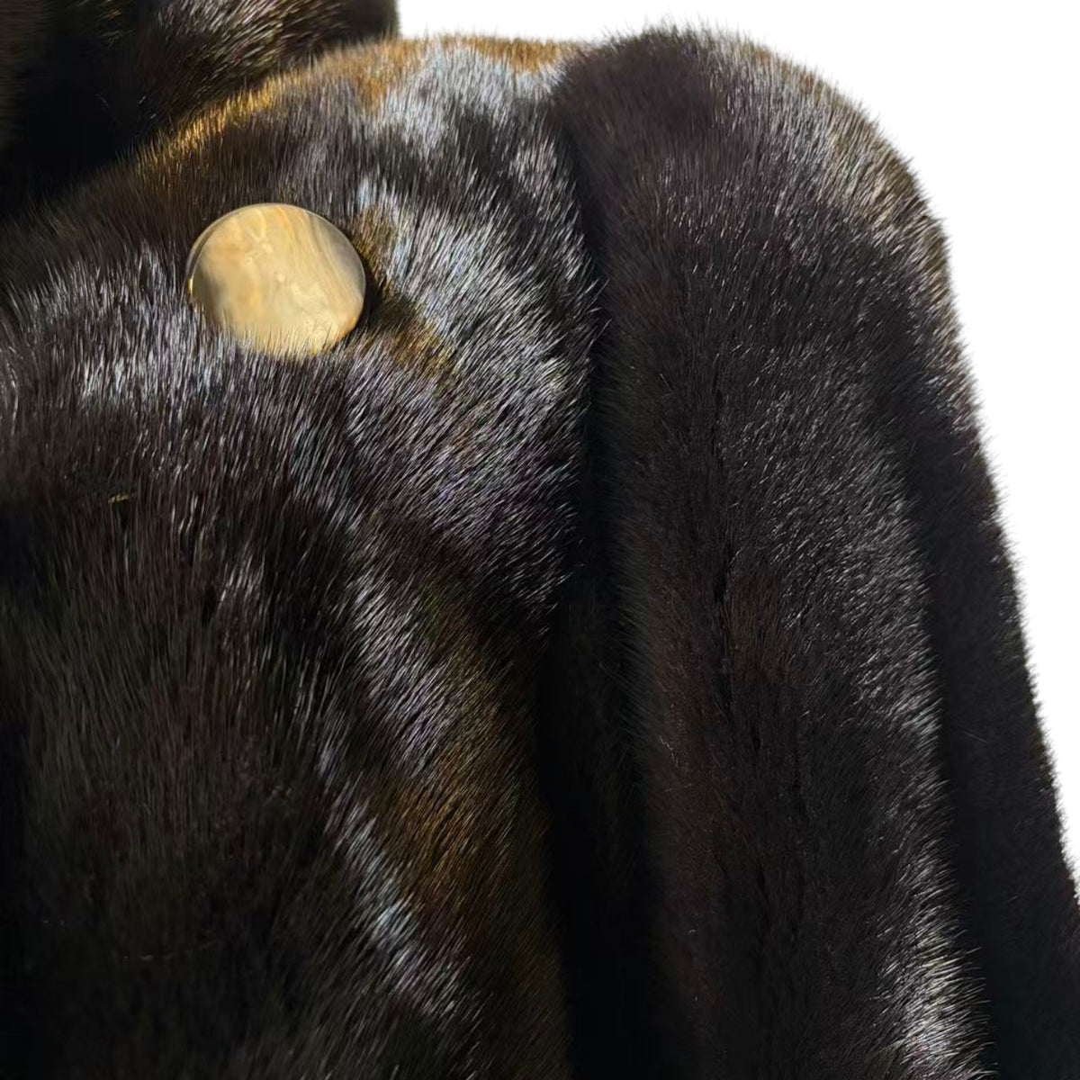 SAGA MINK REAL FUR COAT JACKET MID-LENGTH BLACK SIZE XL FROM JAPAN