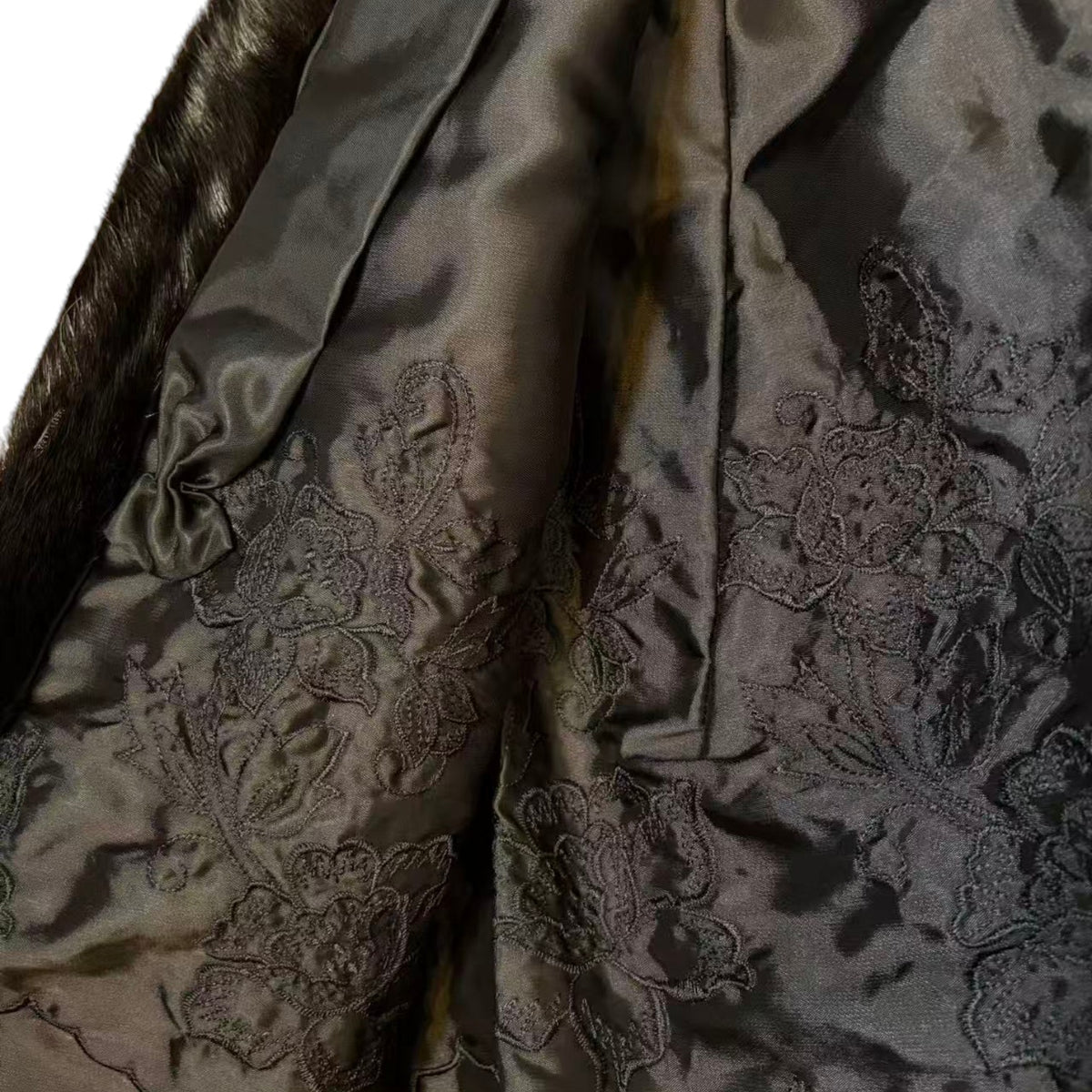 SAGA MINK REAL FUR COAT JACKET MID-LENGTH BLACK SIZE XL FROM JAPAN