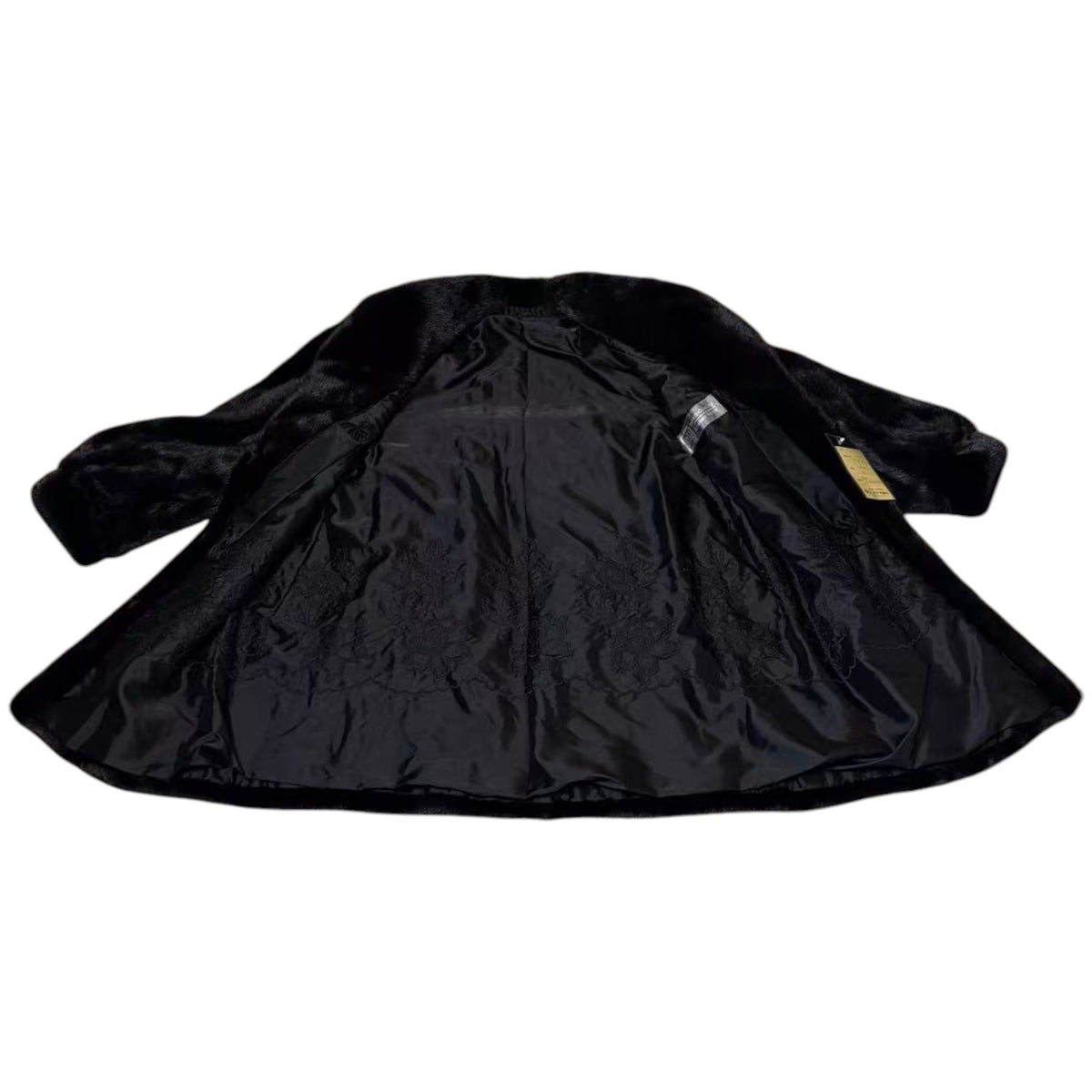 SAGA MINK REAL FUR COAT JACKET MID-LENGTH BLACK SIZE XL FROM JAPAN