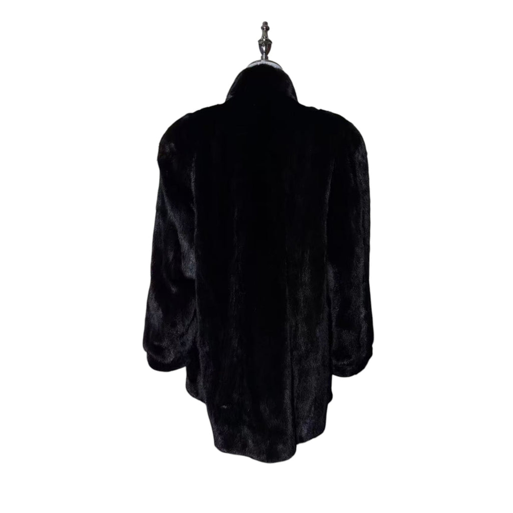 SAGA MINK SUPERB QUALITY MINK FUR COAT MID-LENGTH BLACK FROM JAPAN