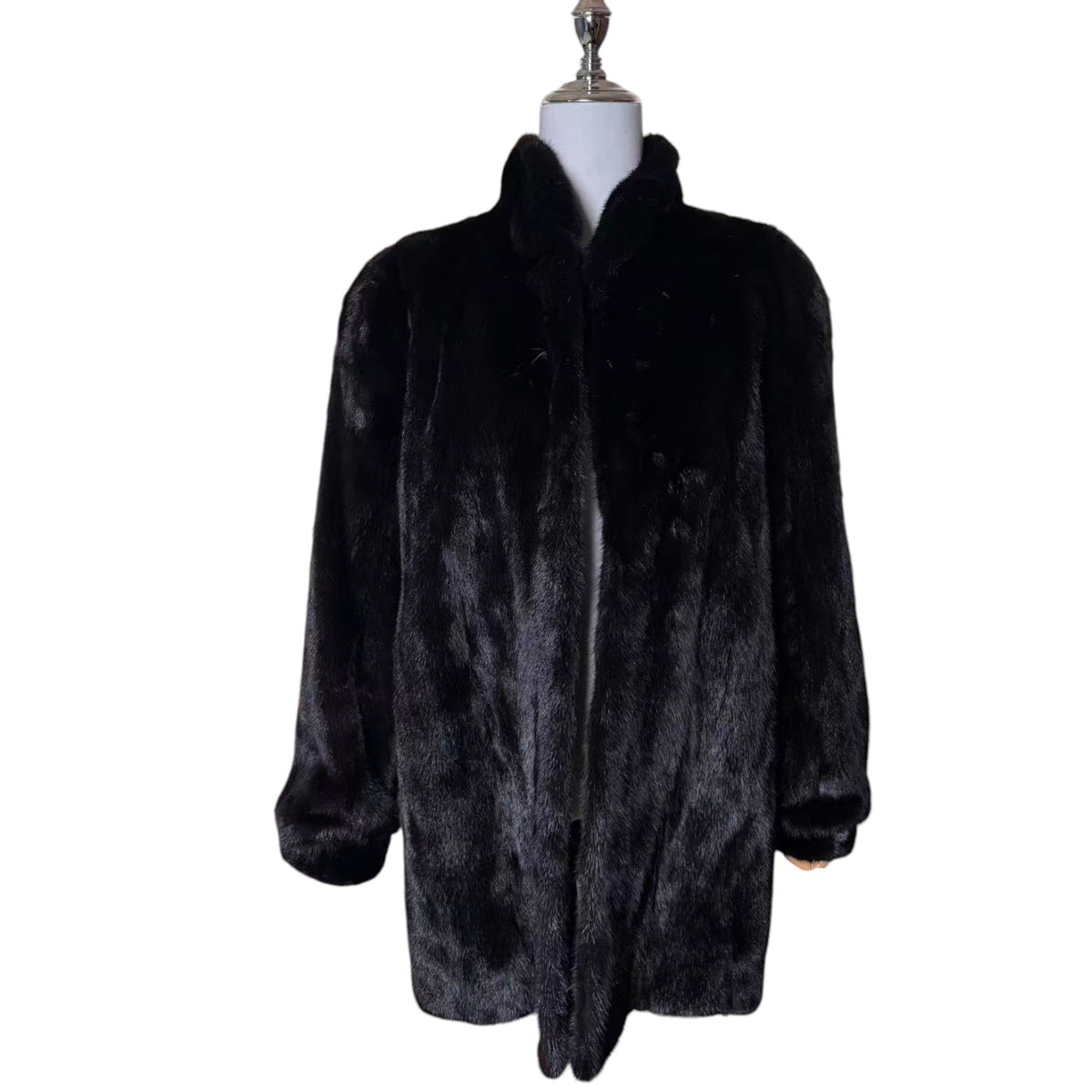 SAGA MINK SUPERB QUALITY MINK FUR COAT MID-LENGTH BLACK FROM JAPAN