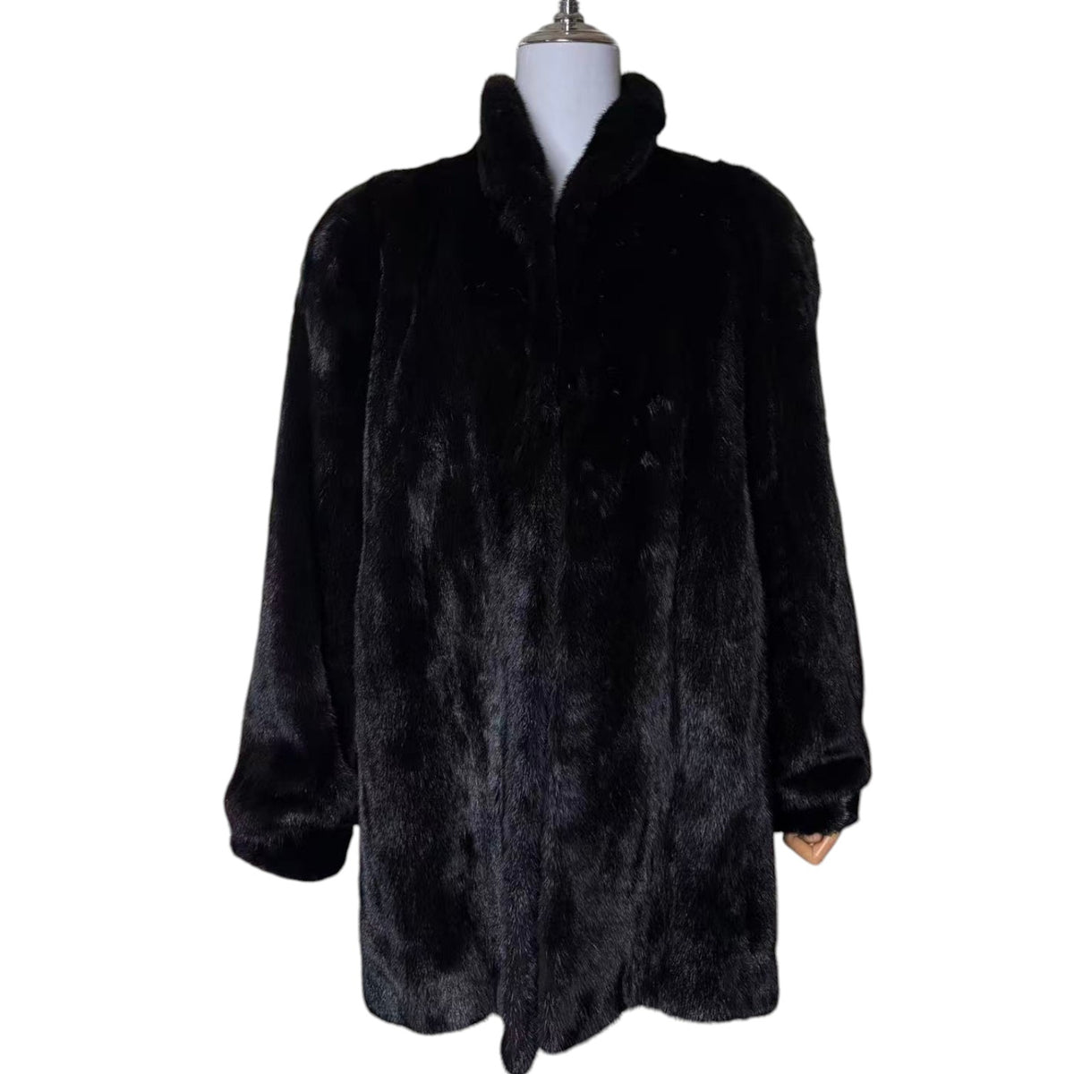 SAGA MINK SUPERB QUALITY MINK FUR COAT MID-LENGTH BLACK FROM JAPAN