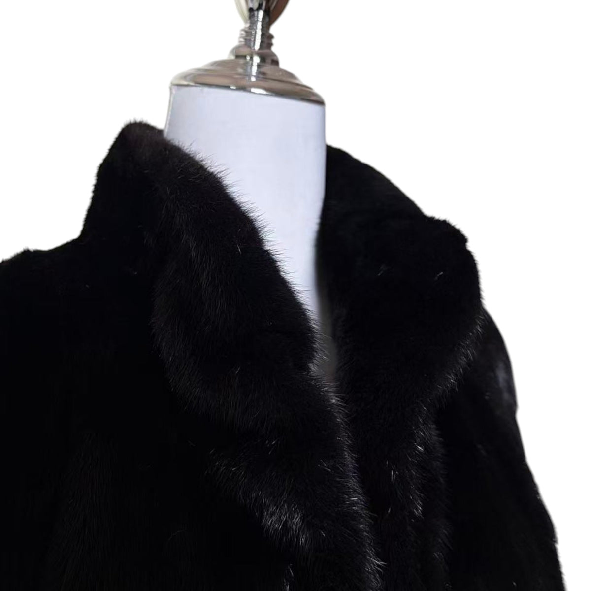 SAGA MINK SUPERB QUALITY MINK FUR COAT MID-LENGTH BLACK FROM JAPAN