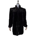 SAGA MINK REAL FUR COAT JACKET MID-LENGTH BLACK FROM JAPAN