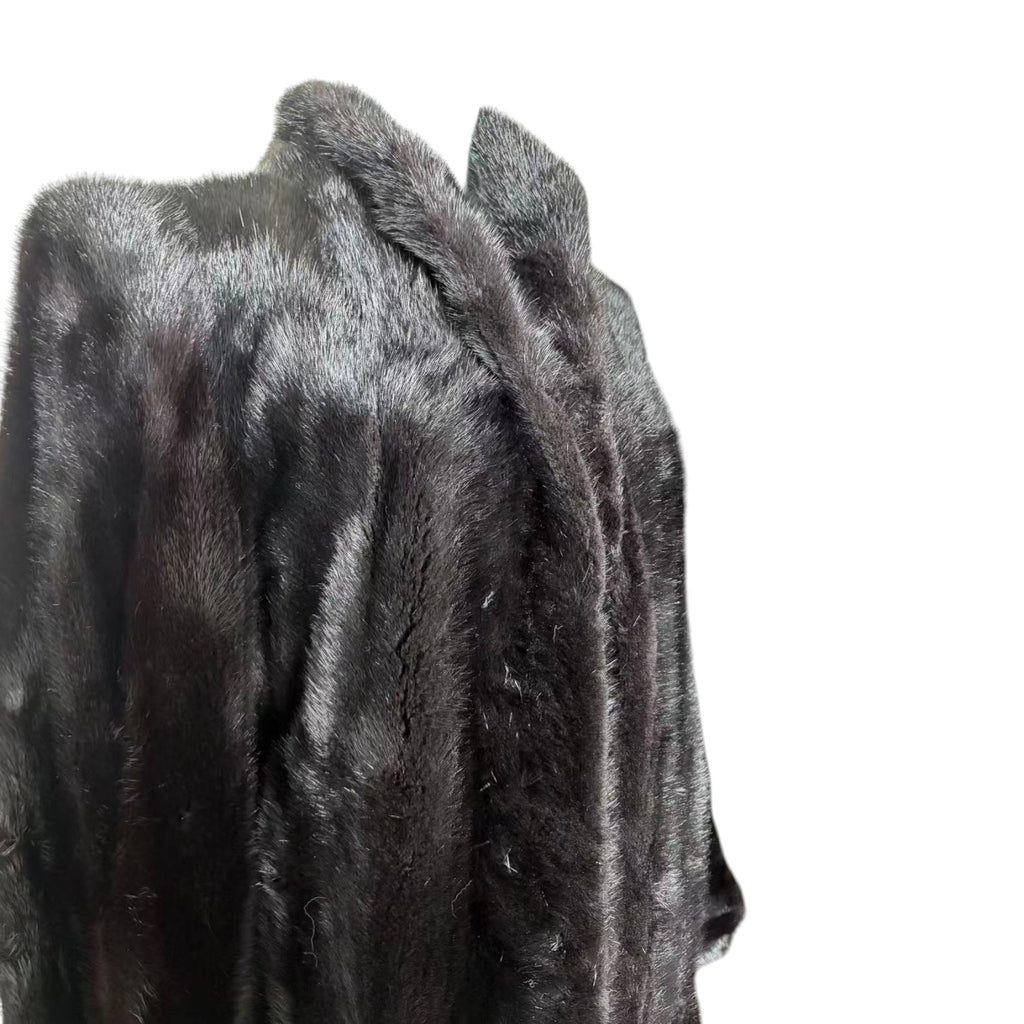 SAGA MINK REAL FUR COAT JACKET MID-LENGTH BLACK FROM JAPAN