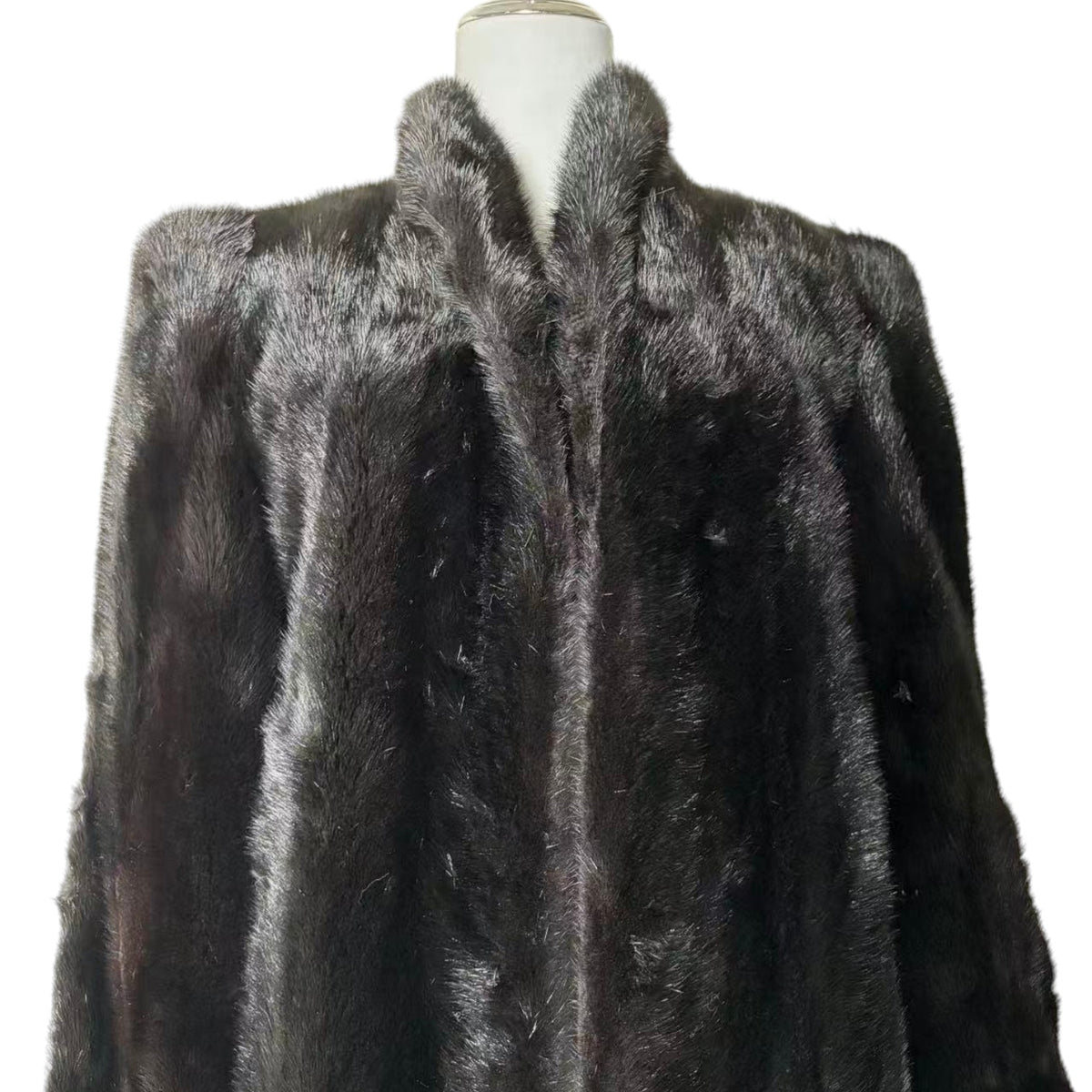 SAGA MINK REAL FUR COAT JACKET MID-LENGTH BLACK FROM JAPAN