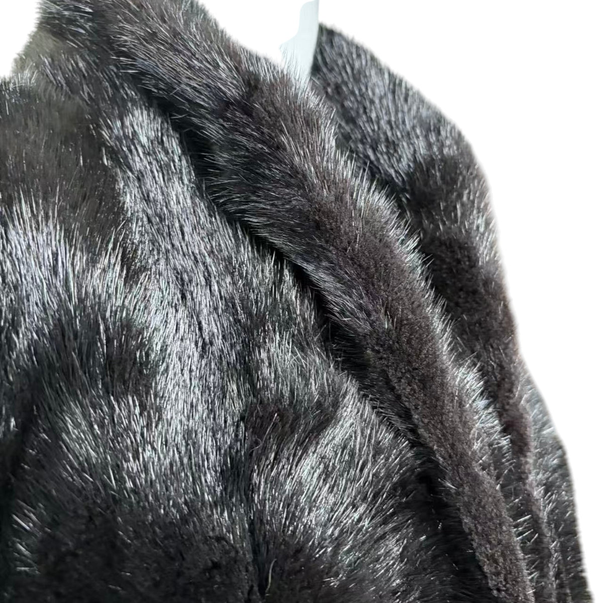 SAGA MINK REAL FUR COAT JACKET MID-LENGTH BLACK FROM JAPAN