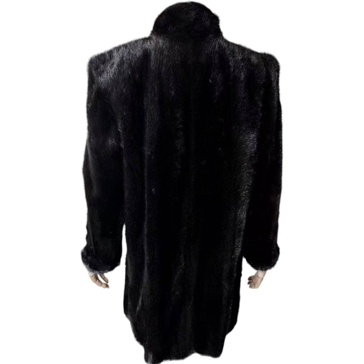 SAGA MINK REAL FUR COAT JACKET MID-LENGTH BLACK FROM JAPAN